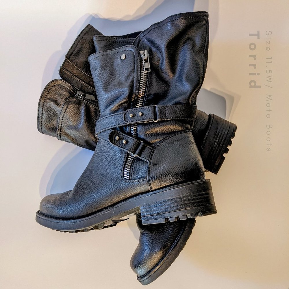 Torrid Mid Calf Moto Boots